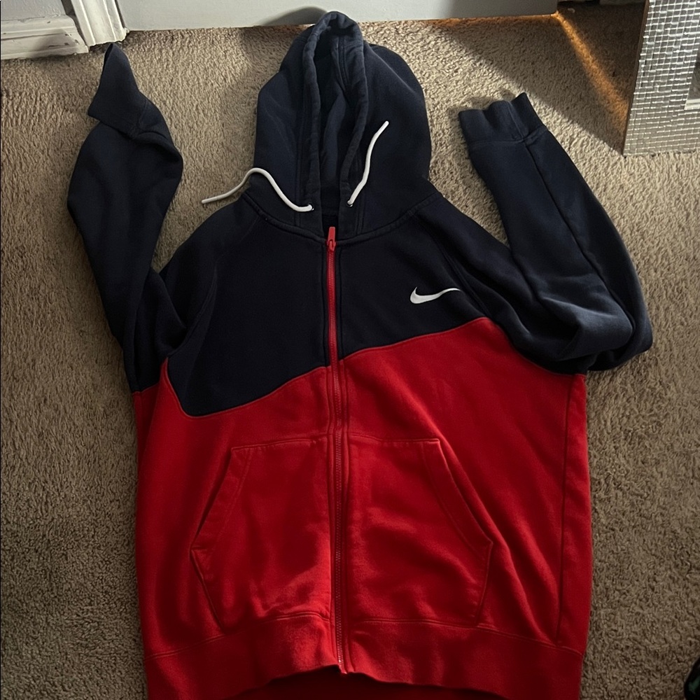 Nike Black and Red Full-Zip Hoodie